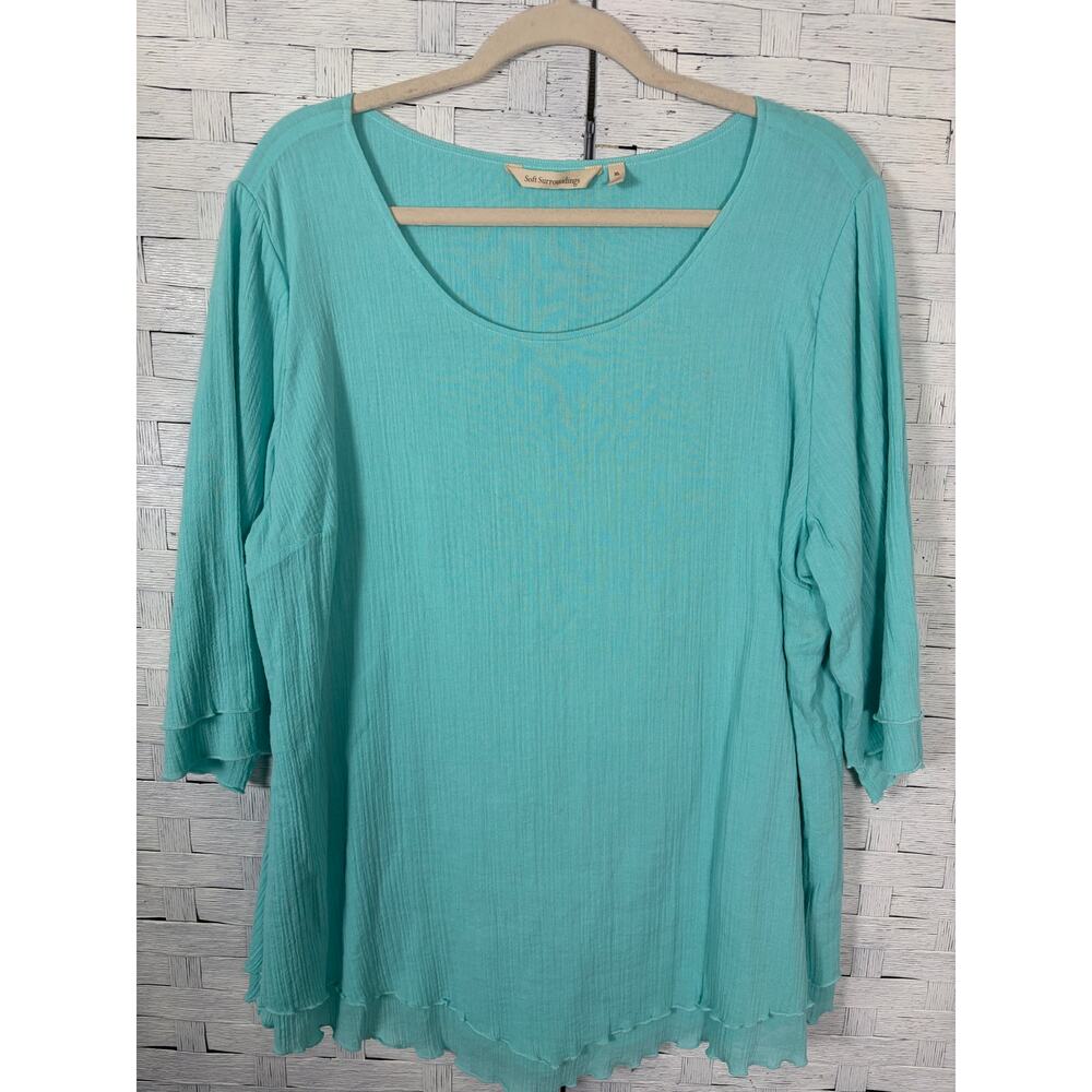 Soft Surroundings womens blouse swoop neck Ghazi asymmetrical coastal bohemian ￼